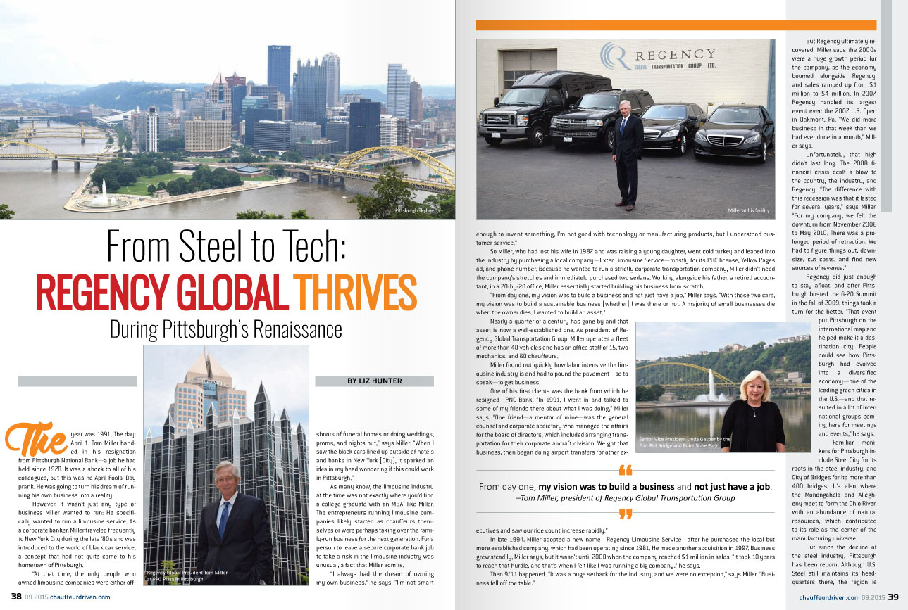 Regency Global Transportation was featured in Chauffeur Driven Magazine's September 2015 issue.